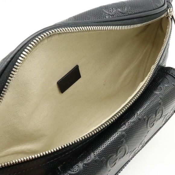 GUCCI GG embossed belt bag, body waist pouch, hip perforated leather, black, ... - Picture 7 of 8
